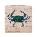 Betsy Drake Betsy Drake CT005B Male Blue Script Crab Coaster - Set of 4 CT005B
